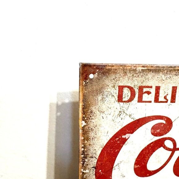 Coca-Cola 5 Cent Metal Sign - Delicious and Refreshing - 12.5" x 16" - NWOT - Picture 4 of 5